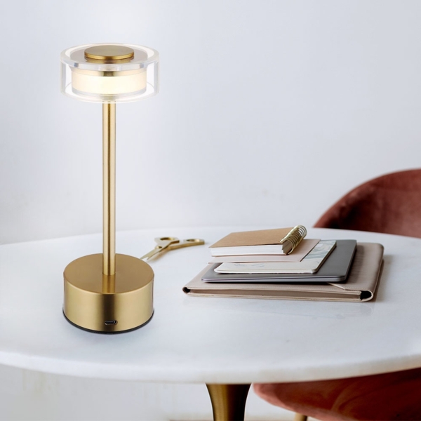 LED Tischleuchte, messing rauch, Touchdimmer, H 23,5 cm Bild 2