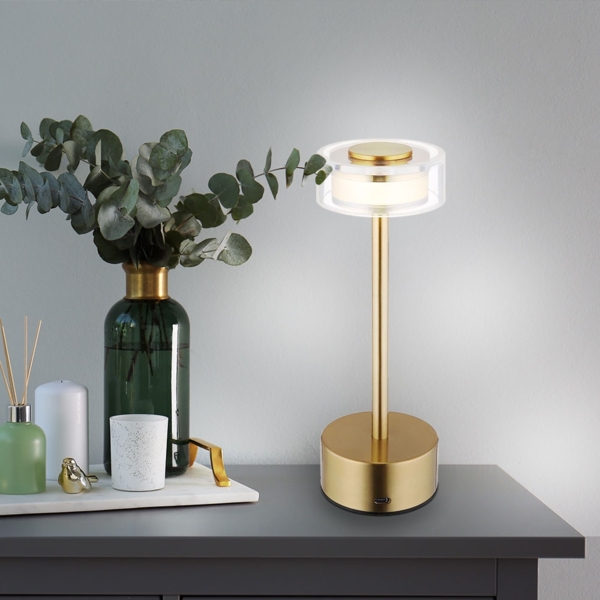 LED Tischleuchte, messing rauch, Touchdimmer, H 23,5 cm Bild 3