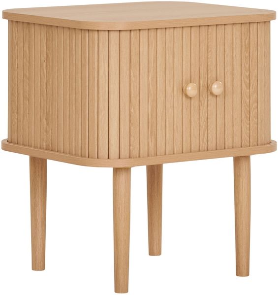 Beistelltisch >Nikko< Jalousientüren, Eichefarbig, MDF - 45x50,5x40cm (BxHxT)
