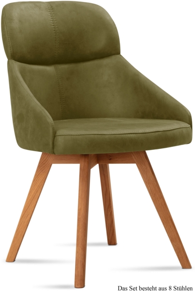 Esszimmerstuhl (8er-Set) Donna 52x82x63 Eiche geölt/Olivgrün