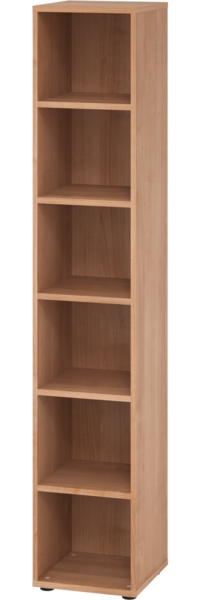 bümö Regal Nussbaum, Standregal aus Holz für 6 Ordnerhöhen - Bücherregal groß 40 cm schmal, Aktenregal für Ordner & Bücher, großes Büroregal, Holzregal, Ordnerregal, Buchregal, 964RE-N