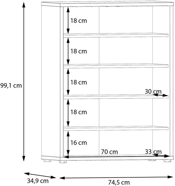 Forte ALICE SPRINGS Schuhschrank 70 80, moderner Flurschrank mit 2 Türen und 4 Einlegeböden, Holzwerkstoff, Salbei, 74,5 cm breit x 99,1 cm hoch x 34,9 cm tief Bild 7