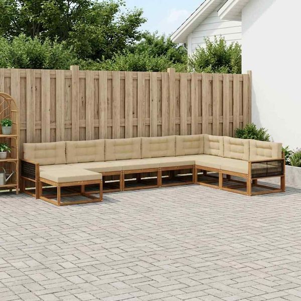 vidaXL Outdoor-Sofagarnitur mit Kissen 8 pcs Natur und Beige 3382806