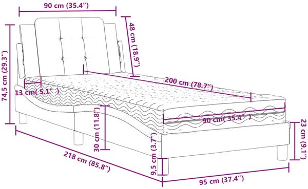 vidaXL Bettgestell ohne Matratze "Zadar" Weiß und Schwarz 90x200 cm Kunstleder 3208844 Bild 12