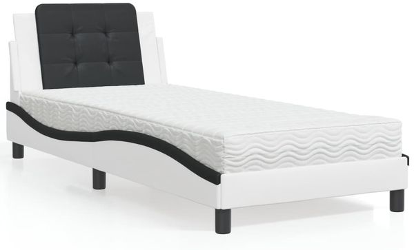 vidaXL Bettgestell ohne Matratze "Zadar" Weiß und Schwarz 90x200 cm Kunstleder 3208844