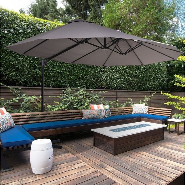 Outsunny Sonnenschirm Doppelsonnenschirm mit Kurbel Verstellbarer Sonnenschutz, LxB: 270x440 cm, Doppelschirm, Ampelschirm, Metall 440 x 270 x 250 cm
