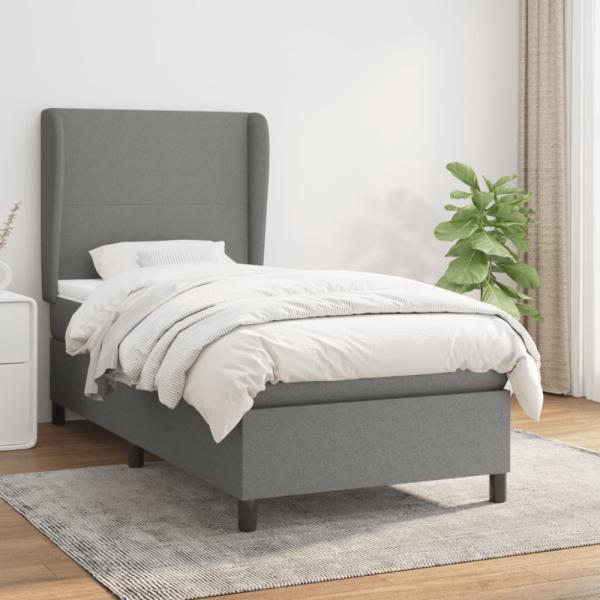 vidaXL Boxspringbett mit Matratze Dunkelgrau 90x190 cm Stoff 3127766 Bild 1