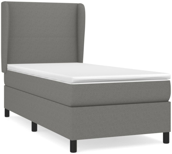 vidaXL Boxspringbett mit Matratze Dunkelgrau 90x190 cm Stoff 3127766 Bild 2