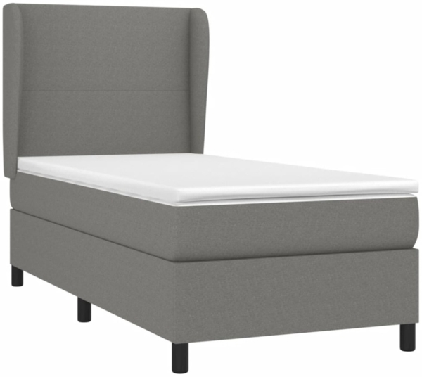 vidaXL Boxspringbett mit Matratze Dunkelgrau 90x190 cm Stoff 3127766 Bild 6