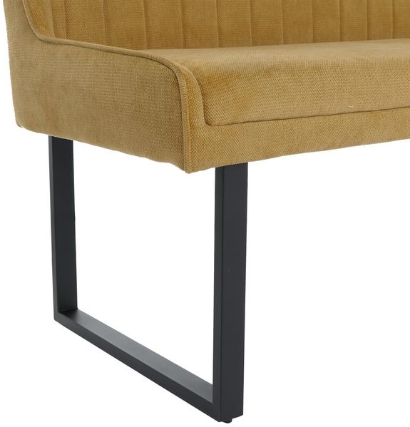 Eckbank HWC-O82, Esszimmerbank Bank, Öko-Tex (310g/m²) Chenille Stoff/Textil Metall 210x159cm ~ senfgelb Bild 6