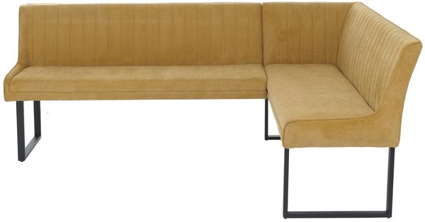 Eckbank HWC-O82, Esszimmerbank Bank, Öko-Tex (310g/m²) Chenille Stoff/Textil Metall 210x159cm ~ senfgelb Bild 8