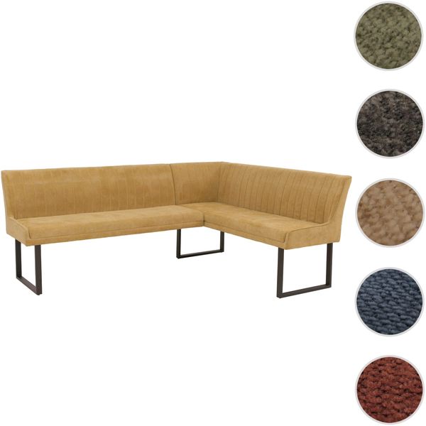 Eckbank HWC-O82, Esszimmerbank Bank, Öko-Tex (310g/m²) Chenille Stoff/Textil Metall 210x159cm ~ senfgelb Bild 10