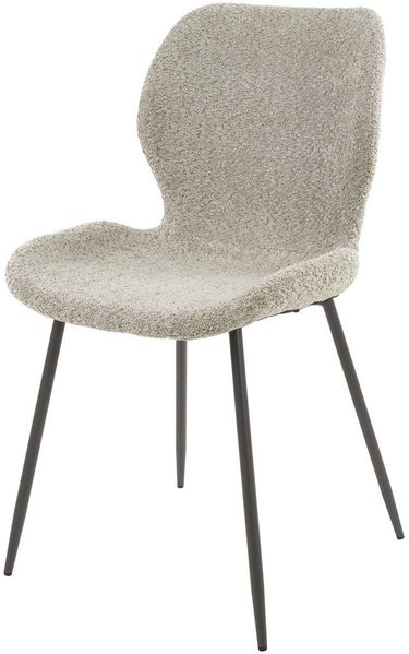 Esszimmerstuhl 4er-Set Pipvel Boucle, modern und bequem, sandfarben, weicher Stoff, schwarzes Metallgestell