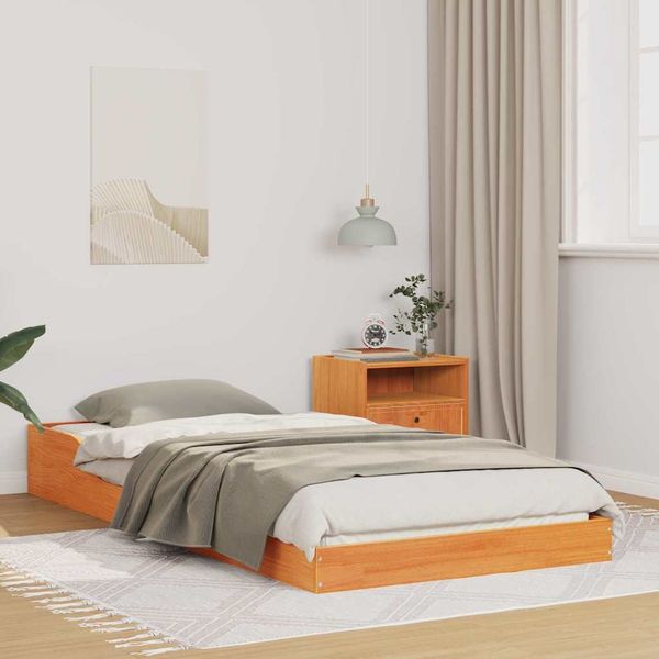 vidaXL Bettrahmen Wachsbraun 90 x 210 cm Massives Kiefernholz 873348