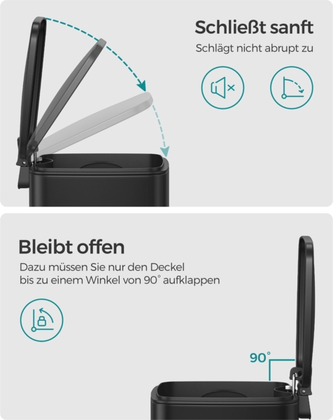 Songmics Kosmetikeimer, 6 Liter, Mülleimer Bad, kleiner Abfalleimer, Tretmülleimer Bild 3