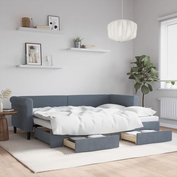 vidaXL Tagesbett Ausziehbar mit Schubladen Dunkelgrau 80x200 cm Samt 3197813