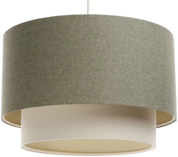 BPS Koncept 061-116-40 Hängeleuchte BOHO ELEGANT E27 1x40W Stoff strukturiert auf PVC-Kunststoff grau, weiß H:96cm Ø40cm dimmbar