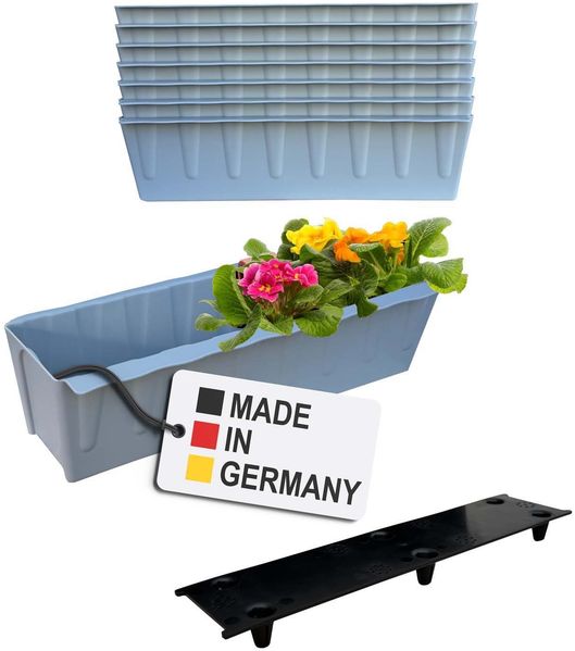 BURI 6 Euro-Paletten Blumenkästen-Einsätze inkl. Bewässerungsmatte | 37,3cm Grau | Pflanzkasten für Europalette Palette | Balkonkasten | Blumentopf | aus stabilen Kunststoff | Made in Germany Bild 2