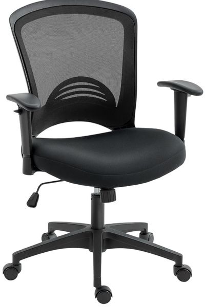 Bürostuhl 65 x 59 x 92,5-102,5 cm mit Netzrücken und Wippfunktion – drehbarer Schreibtischstuhl in Schwarz