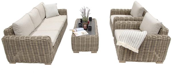 Trinidad Gartenlounge Set, Polyrattan, beige, für 5 Personen
