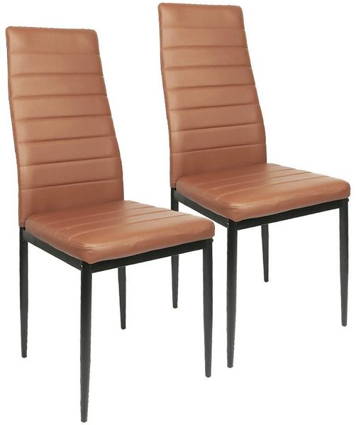 JEOBEST Esszimmerstuhl (2er-Set), Eleganter Stuhl mit hoher Rückenlehne, Kunstleder-Bezug, Polsterstuhl mit Metallbeinen