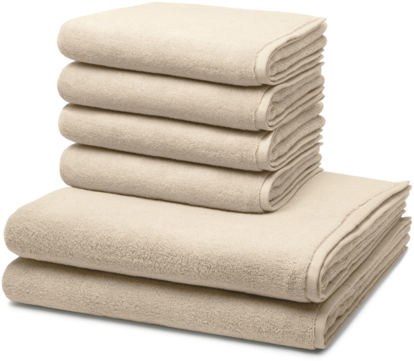 Ross Sensual Skin 6 tlg. Frottier-Set - 4 X Handtuch (50 X 100cm), 2 X Duschtuch (75 X 140cm) - 500 g/m2 - Natur