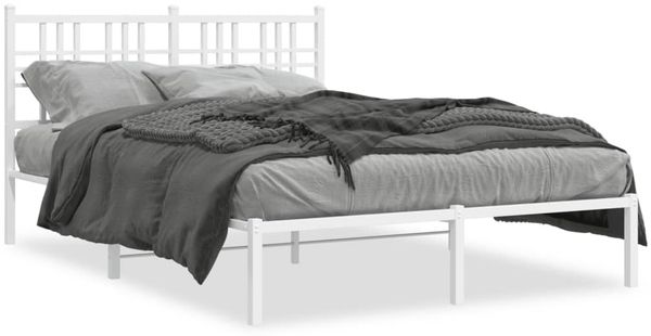 Einzelbettgestell Design für Erwachsene mit Kopfteil Metall Weiß 120x200 cm d2948e