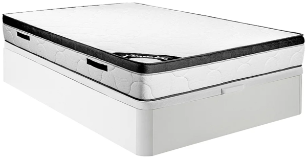 Vente-unique - Set aus Bettgestell mit Bettkasten + Schaumstoffmatratze - 160 x 200 cm - Stärke 30 cm - Weiß - SOLAK von YSMÉE Bild 1