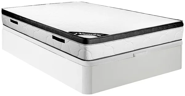 Vente-unique - SOLAK Mattress and bed base set StoffHolz, Platte Weiß - B 160 cm x H 30 cm x L 200 cm