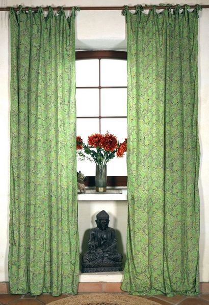 Guru-Shop Vorhang Seidige Boho Vorhänge, 1 Paar Bohemia Gardine..