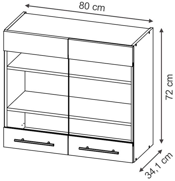 Küchenglasschrank Fame-Line Dunkelblau Hochglanz 80 cm Vicco Bild 3