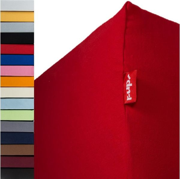 r-up Passt Spannbettlaken 90x200-100x200 bis 35cm Höhe rubinrot 100% Baumwolle 130g/m²