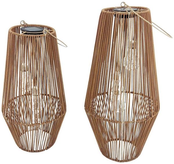 formano LED Tischleuchte Rattan-Optik, LED, Solarbetrieben, Braun, Bänder, H: 54cm