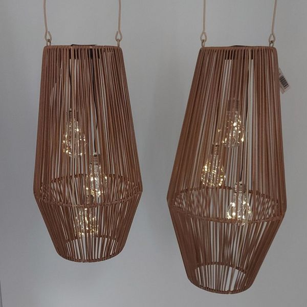 formano LED Tischleuchte Rattan-Optik, LED, Solarbetrieben, Braun, Bänder, H: 54cm