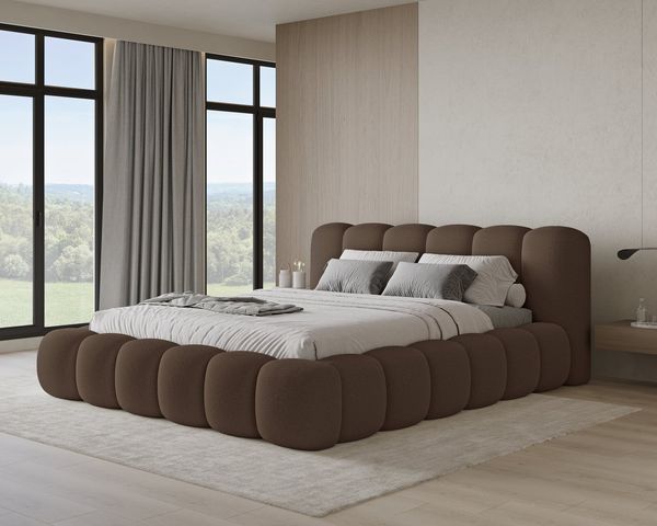 Chilly Möbel Polsterbett Stone Braun Bouclé Stoff 140x200 cm mit Stauraum Quelle 25