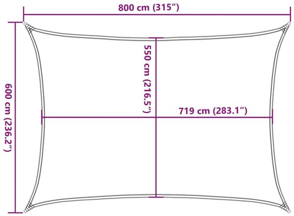 vidaXL Sonnensegel 160 g/m² Rechteckig Blau 6x8 m HDPE 311525 Bild 10
