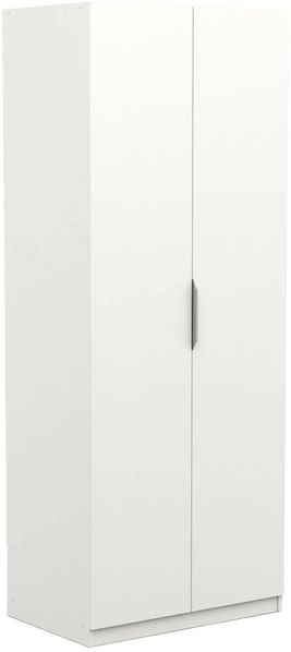 Dmora Kleiderschrank 2 Türen Fioretta, Schlafzimmermöbel, Schrank, Garderobe, 79x51 h203 cm, Mattweiß