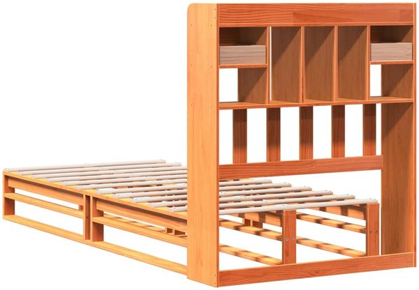 vidaXL Massivholzbett mit Regal ohne Matratze Wachsbraun 100x200 cm 3323955 Bild 8