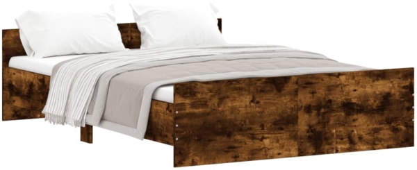 vidaXL Bettgestell mit Kopf- und Fußteil Räuchereiche 140x190 cm 3203786