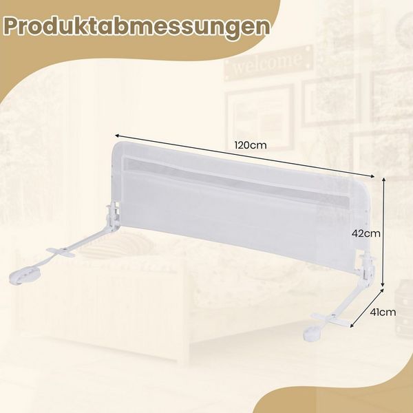 COSTWAY Bettschutzgitter (1 St), Bettgitter, mit Sicherheitsgurt, klappbar, 120x42cm Bild 2