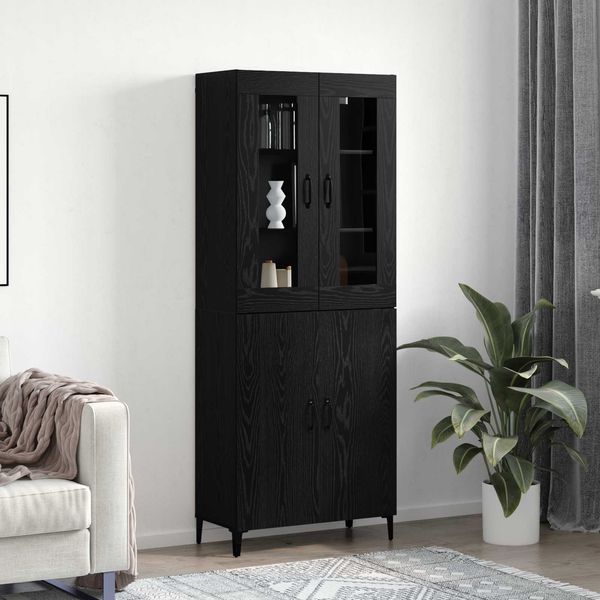 vidaXL Highboard 2 pcs Schwarz Eichen-Optik Holzwerkstoff 3394589