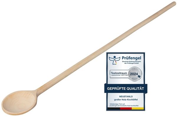 Neustanlo | großer Holz-Kochlöffel Maischelöffel | 70 cm | Robuster und hygienischer Küchenhelfer | aus Buchenholz | Umrühren in Töpfen leicht gemacht