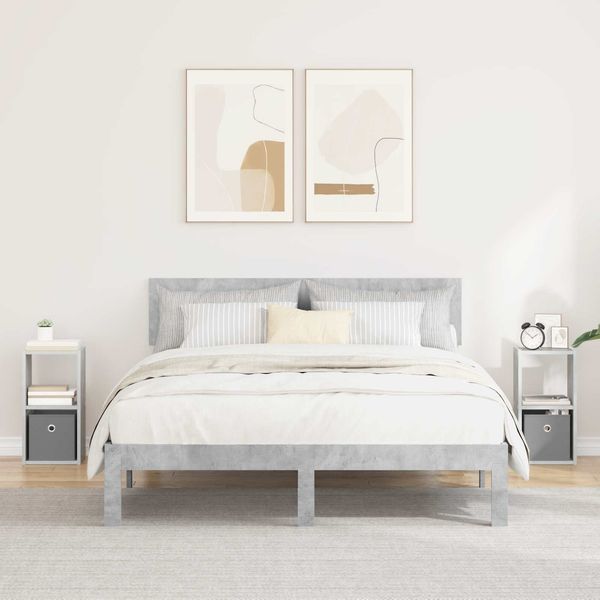 vidaXL Nachttisch 2 pcs Beton Grau 25,5 x 22 x 49,5 cm Holzwerkstoff 8000603