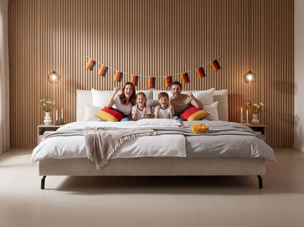 Home affaire Polsterbett Fionara, Familienbett, extrabreite Liegefläche 240cm, in 2 Längen, inkl. 7-fache Einlegetiefenverstellung & saugroboterfreundliche Höhe