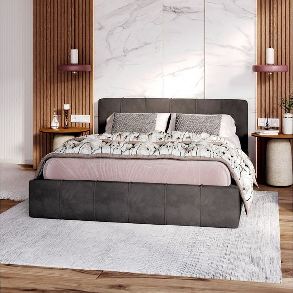 FDM Polsterbett FLORIDA Bettgestell 90x200, 120x200, 140x200, 160x200, 180x200cm (Polsterbett modern mit Bettkasten MADE IN EU - mit hochwertigem Velours Bezug, verfügbar 90x200 120x200 140x200 160x200 180x200cm, Bettrahmen, Bett, mit großen gepolstert...