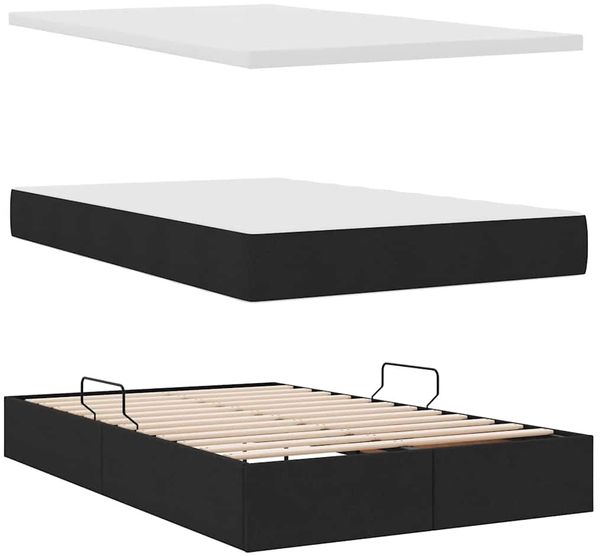 vidaXL Aufbewahrungsbett mit Matratze Schwarz 120 x 200 cm Polyester 3371900 Bild 8