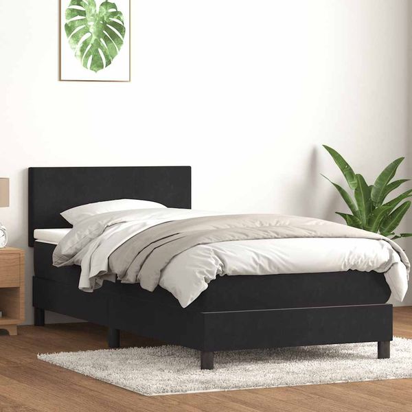 vidaXL Boxspringbett mit Matratze Schwarz 90x210 cm Samt 3316001