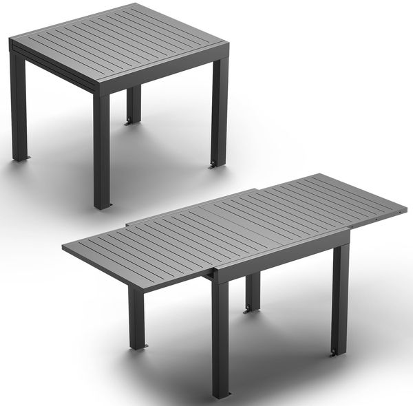 JUMMICO Gartentisch ausziehbar, wetterfest und kratzfest mit Sicherheitsauszug, Aluminium
