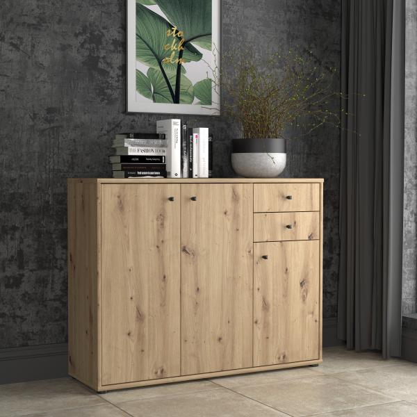 Kommode Sideboard mit Stauraum, 109 x 85 x 35 cm, Artisan Eiche