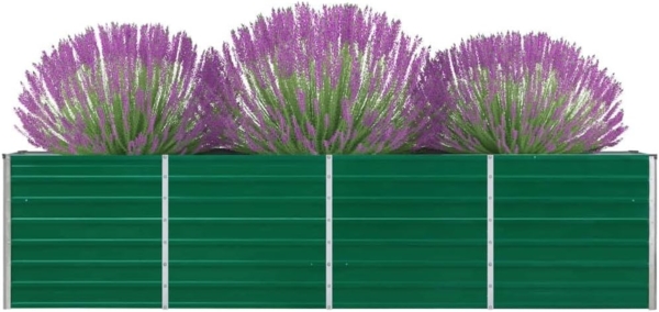 DELUKE® Hochbeet für Garten OSKAR Grün 320x40x77cm Verzinkter Stahl Hochbeet Metall Gartenbeet Kräuterbeet Blumenbeet Beet hoch Frühbeet für Garten Gemüsebeet Bild 2
